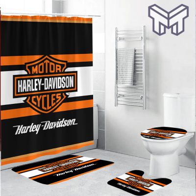 Harley Davidson Bathroom Set With Shower Curtain Shower Curtain And Rug Toilet Seat Lid Covers Bathroom Set Type 21