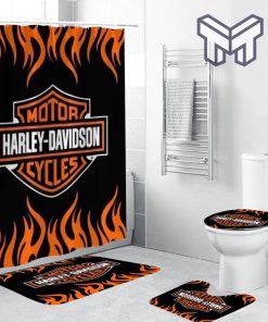 Harley Davidson Bathroom Set With Shower Curtain Shower Curtain And Rug Toilet Seat Lid Covers Bathroom Set Type 22