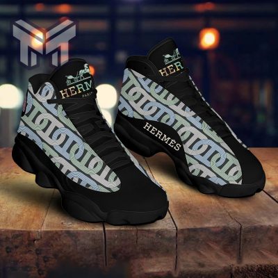 Hermes Paris Black Air Jordan 13 Sneakers Shoes