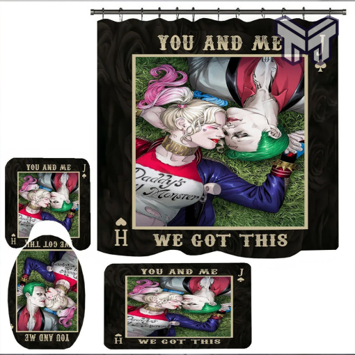 In Love Joker And Harley Quinn Bathroom Sets, Shower Curtain Sets.