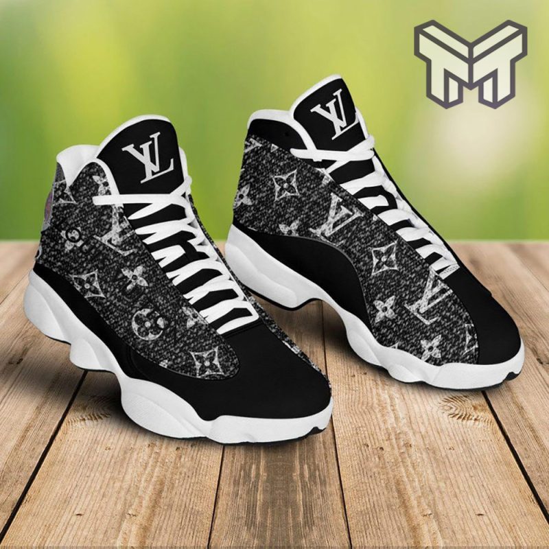 Louis Vuitton Lv Black Grey Air Jordan 13 Sneakers Shoes Gifts For