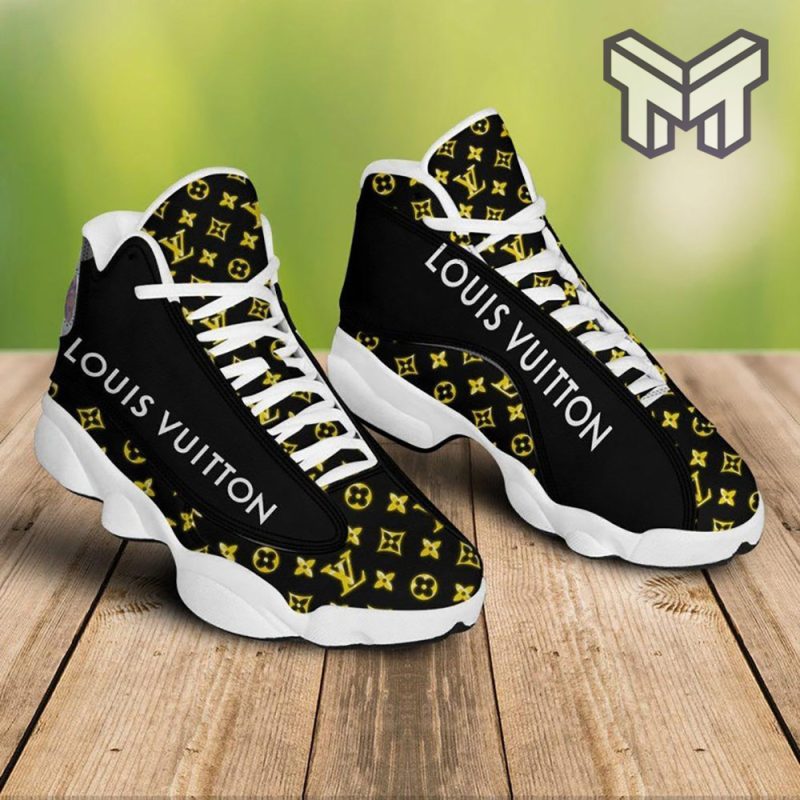 New Louis Vuitton Black Air Jordan 13 Sneakers Shoes Lv Gifts For Men Women