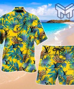 Louis Vuitton Banana Yellow Hawaii Set Luxury Brand Fashion Hawaiian Shirt And Shorts