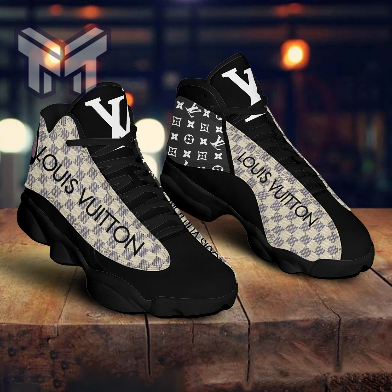 Louis Vuitton Brown Gold Air Jordan 13 Sneakers Shoes - Muranotex