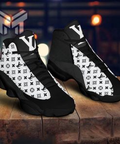 Louis Vuitton Black White Monogram Air Jordan 13 Sneakers Shoes