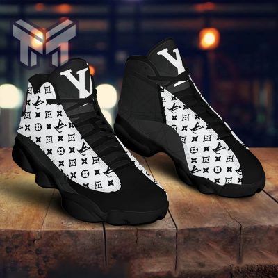 Louis Vuitton Black White Monogram Air Jordan 13 Sneakers Shoes