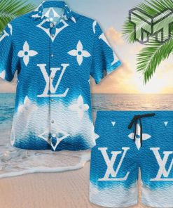 Louis Vuitton Blue Sky Luxury Brand Premium Fashion Hawaiian Shirt And Shorts