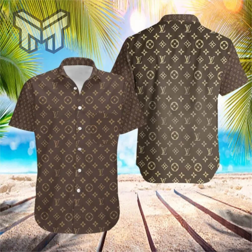 Louis Vuitton Brown Hawaii Shirt Shorts Set & Flip Flops LV Luxury