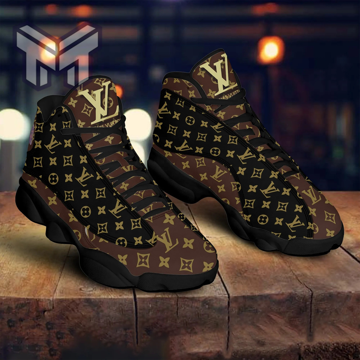 Louis Vuitton LV Black Brown Air Jordan 13 Sneakers Shoes Hot 2023