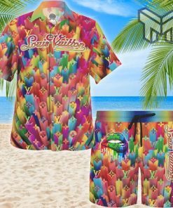 Louis Vuitton Colorful Lip Luxury Brand Fashion Hawaii Set Hawaiian Shirt And Shorts