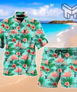 Louis Vuitton Flamingo Premium Hawaii Set Luxury Brand Fashion Hawaiian Shirt And Shorts