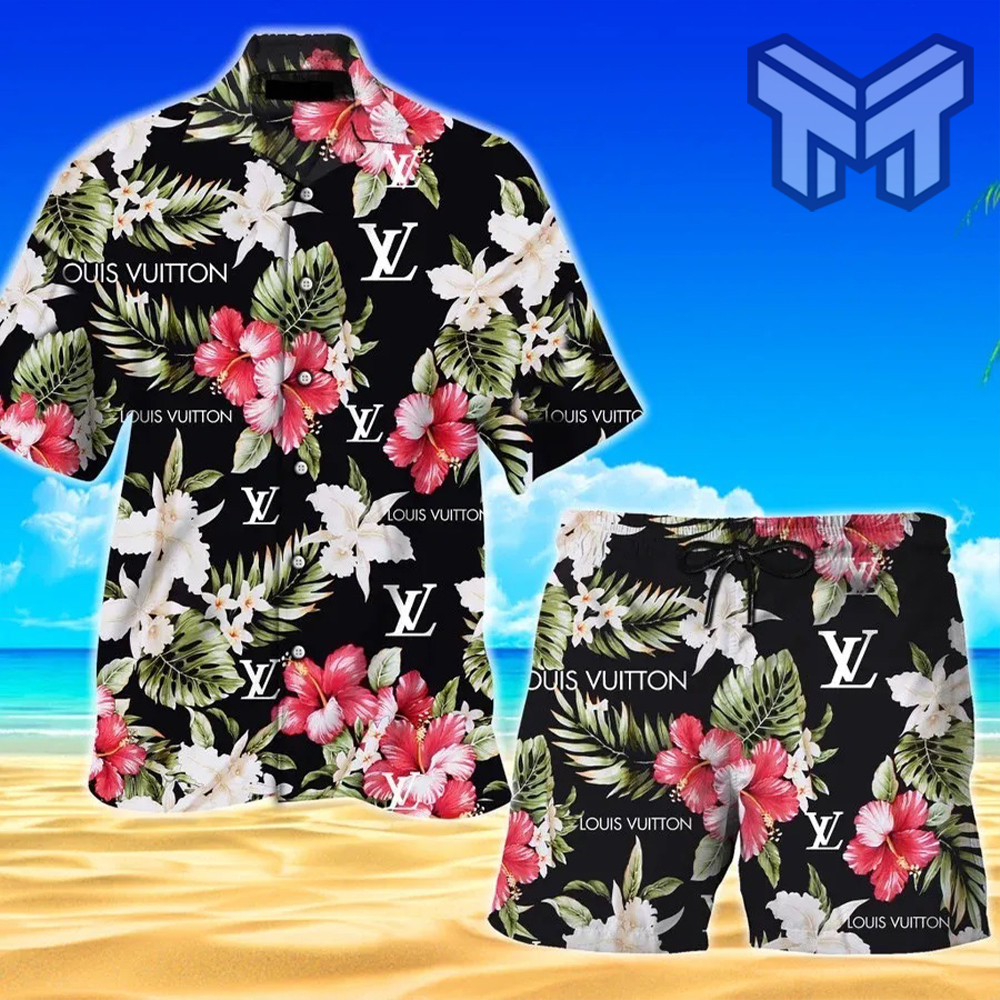 Louis Vuitton Flower Summer Pattern LV Hawaiian Shirt And Shorts