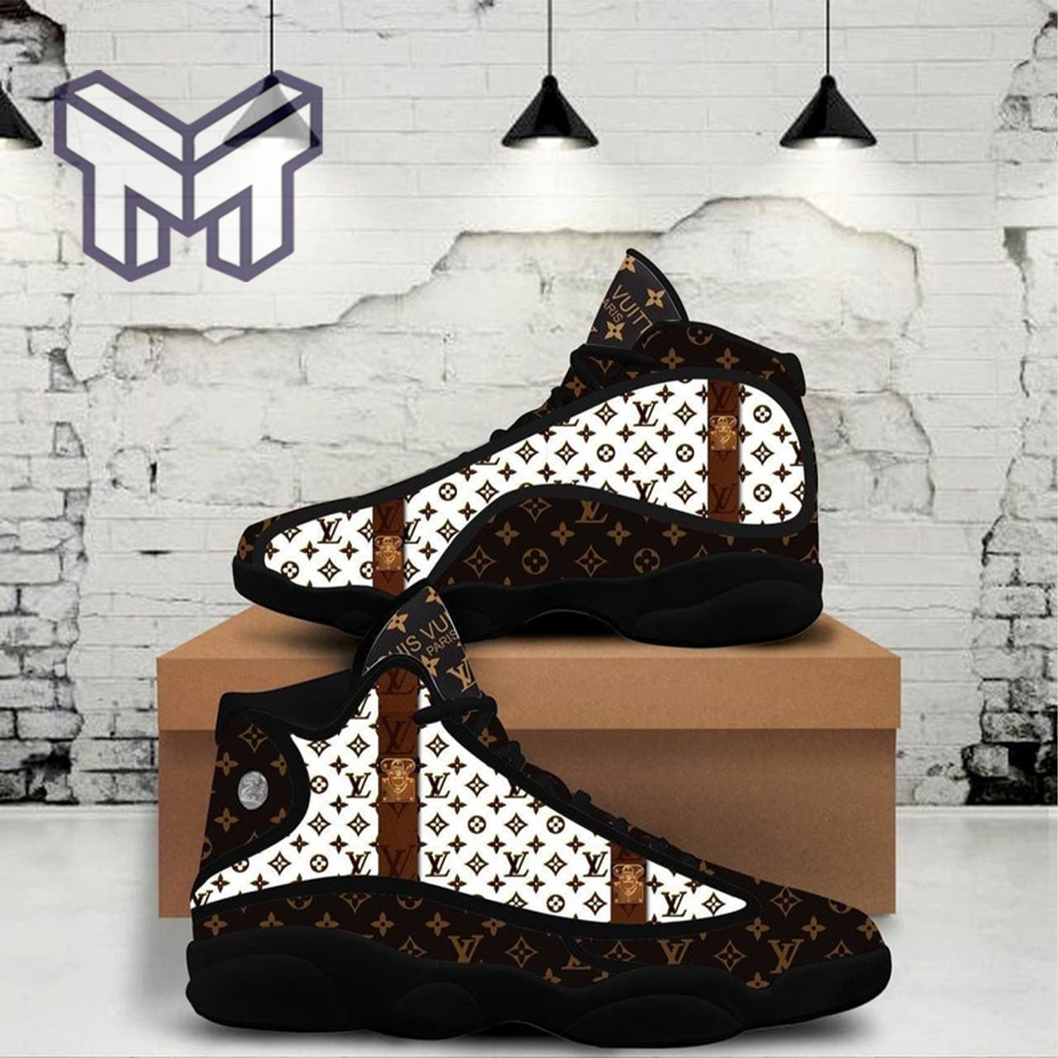 Louis Vuitton Brown Air Jordan 13 Sneakers Shoes - Muranotex Store