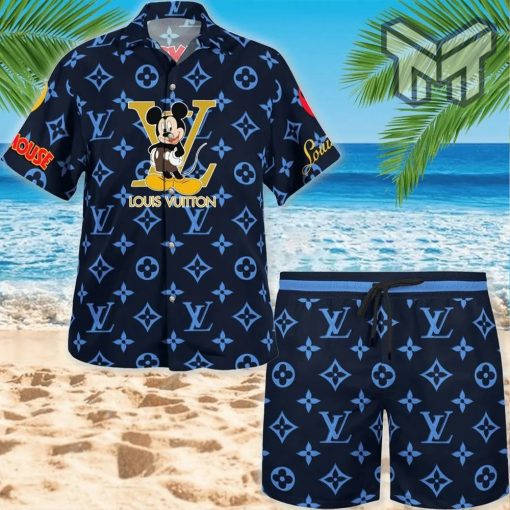 Louis Vuitton Mickey Mouse Disney Luxury Brand Premium Fashion Hawaiian Shirt And Shorts