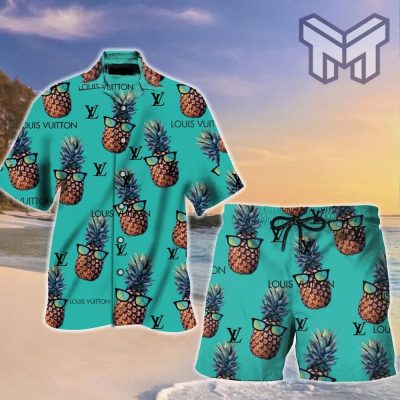 Louis Vuitton Pineapple Hawaii Set Luxury Brand Fashion Hawaiian Shirt And Shorts