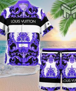 Louis Vuitton Purple Luxury Brand Fashion Hawaiian Shirt And Shorts