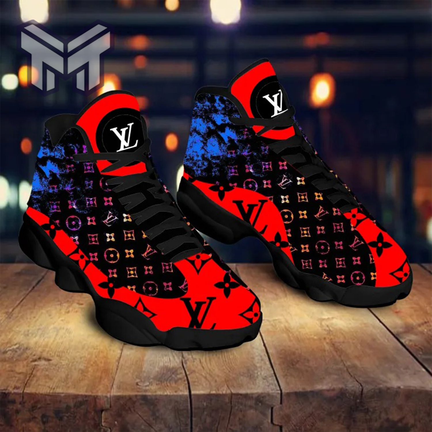 Louis Vuitton Air Jordan 13 Black And Red LV Shoes, Sneakers