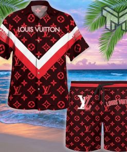 Louis Vuitton Red Luxury Brand Premium Fashion Hawaiian Shirt And Shorts