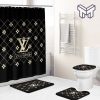 Louis vuitton lv dark bathroom set hot 2023 luxury shower curtain bath rug mat home decor