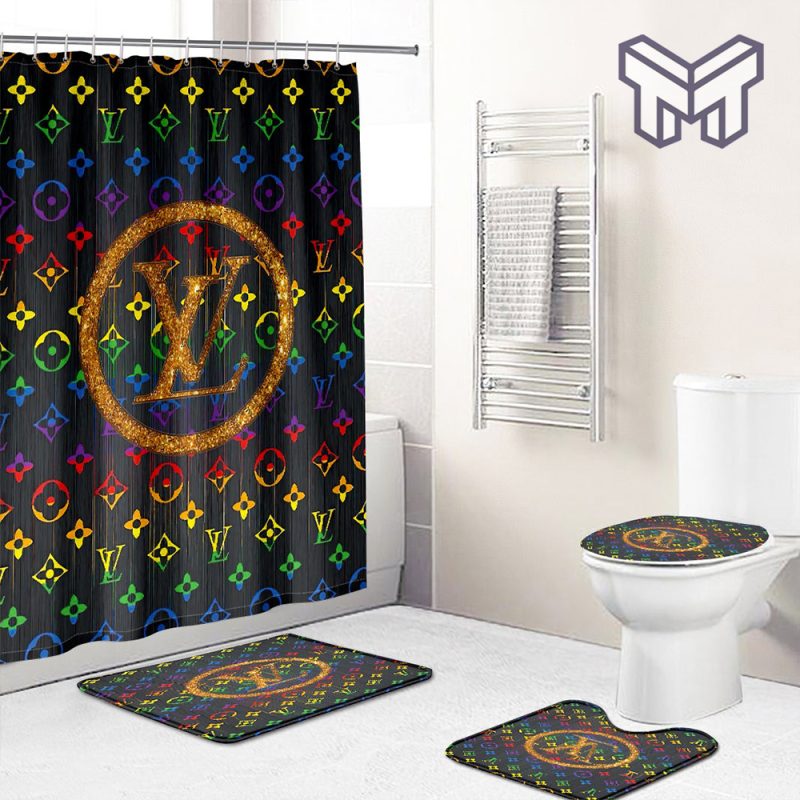 Chanel louis vuitton fashion bathroom set hot 2023 luxury shower curtain bath  rug mat home decor - Muranotex Store