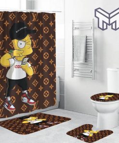 Louis vuitton lv the simpsons Bathroom Set With Shower Curtain Shower Curtain And Rug Toilet Seat Lid Covers Bathroom Set