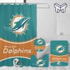 Miami Dolphins Logo Waterproof Shower Curtain Non-Slip Toilet Lid Cover Bath Mat - Bathroom Set Gifts For Fans