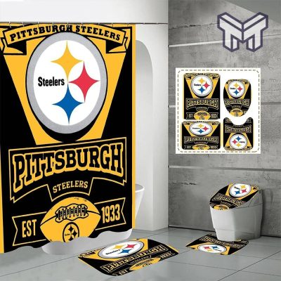 Pittsburgh Steelers Sport Bathroom set, Shower Curtain Set Type 11