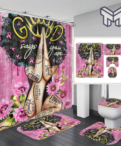 Romantic Sunflower Black Girl Bathroom Sets, Shower Curtain Sets.
