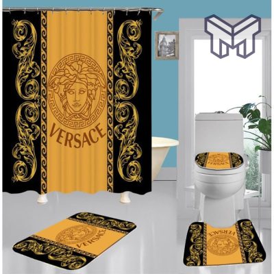 Versace Shower Curtain Waterproof Luxury Bathroom Mat Set