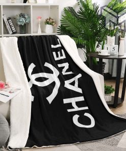 Black Classic Chanel Logo Fashion Luxury Brand Premium Blanket Fleece Living Room Luxury Blanket For Home