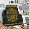 Black Versace Fashion Luxury Brand Premium Blanket Fleece Living Room Luxury Blanket For Home