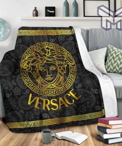 Black Versace Fashion Luxury Brand Premium Blanket Fleece Living Room Luxury Blanket For Home