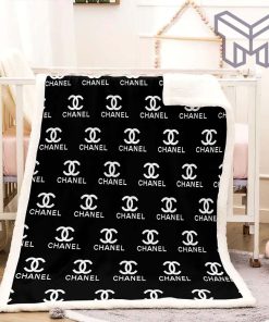 Chanel Black Logo Luxury Brand Premium Blanket Fleece Living Room Luxury Blanket For Home