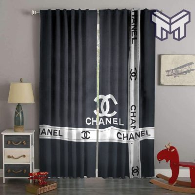Chanel Fashion Logo Luxury Brand Window Curtain For Living Room, Luxury Curtain Bedroom For Home Decoration