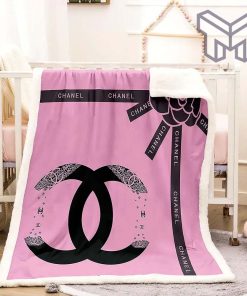Chanel Flowers Pinky Logo Luxury Brand Premium Blanket Fleece Living Room Luxury Blanket For Home