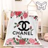 Chanel Roses Logo Luxury Brand Premium Blanket Fleece Living Room Luxury Blanket For Home