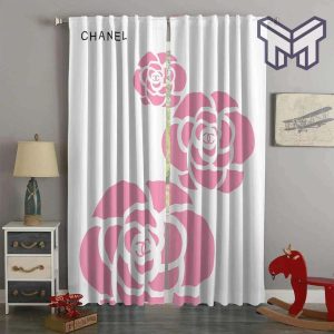 Chanel flower printed premium logo fashion luxury brand window curtain window decor,curtain waterproof with sun block