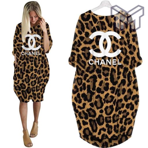 Chanel leopard batwing pocket dress luxury brand clothing clothes outfit for women hot 2023