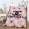 Chanel pinky flowers fashion luxury brand fleece blanket comfortable blanket