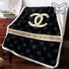 Chanel yellow logo black luxury brand premium blanket fleece hot 2023 for home decor