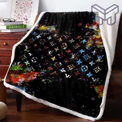 Colorful Louis Vuitton Logo Fashion Luxury Brand Premium Blanket Fleece Living Room Luxury Blanket For Home