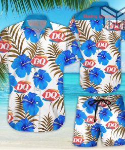 Dairy Queen Tropical Flower Aloha Hawaiian Shirts and short, Summer Hawaiian Beach day 3D Hawaiian Shirt