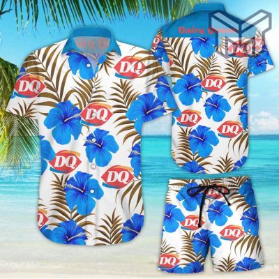 Dairy Queen Tropical Flower Aloha Hawaiian Shirts and short, Summer Hawaiian Beach day 3D Hawaiian Shirt