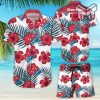 Domino's Pizza Tropical Flower Aloha Hawaiian Shirts and short, Summer Hawaiian Beach day 3D Hawaiian Shirt