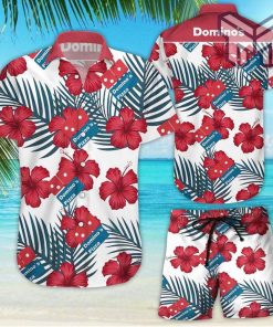 Domino's Pizza Tropical Flower Aloha Hawaiian Shirts and short, Summer Hawaiian Beach day 3D Hawaiian Shirt