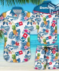 Domino's pineapple kitchen Tropical Flower Aloha Hawaiian Shirts and short, Summer hawaiian day 3d Hawaii shirt