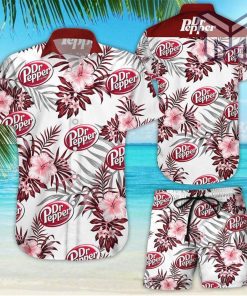 Dr Pepper Tropical Flower Aloha Hawaiian Shirts and short Summer Hawaiian Beach day 3D Hawaiian Shirt