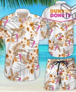 Dunkin' donuts Tropical Flower Aloha Hawaiian Shirts and short, Summer hawaiian day 3d Hawaii shirt