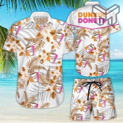 Dunkin' donuts Tropical Flower Aloha Hawaiian Shirts and short, Summer hawaiian day 3d Hawaii shirt