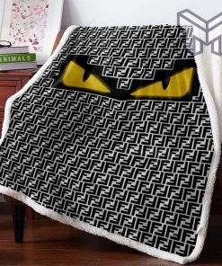 Fendi Logo Fashion Luxury Brand Premium Blanket Fleece Living Room Luxury Blanket For Home